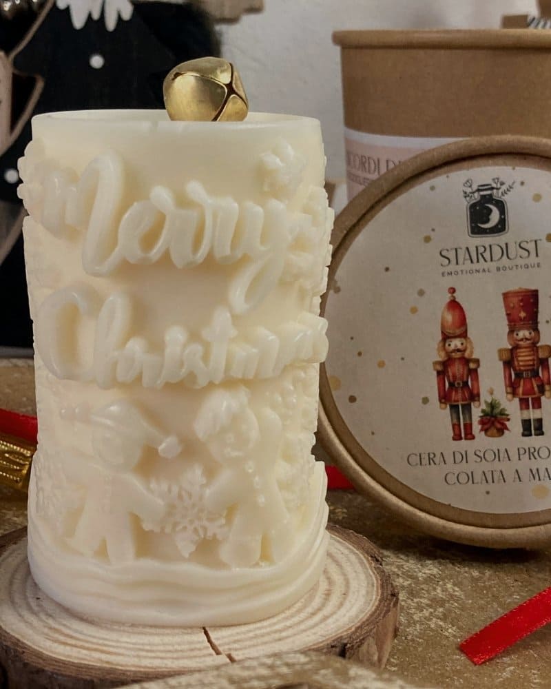 Candela profumata Merry Christmas con confezione regalo Stardust Emotional Boutique, perfetta per Natale